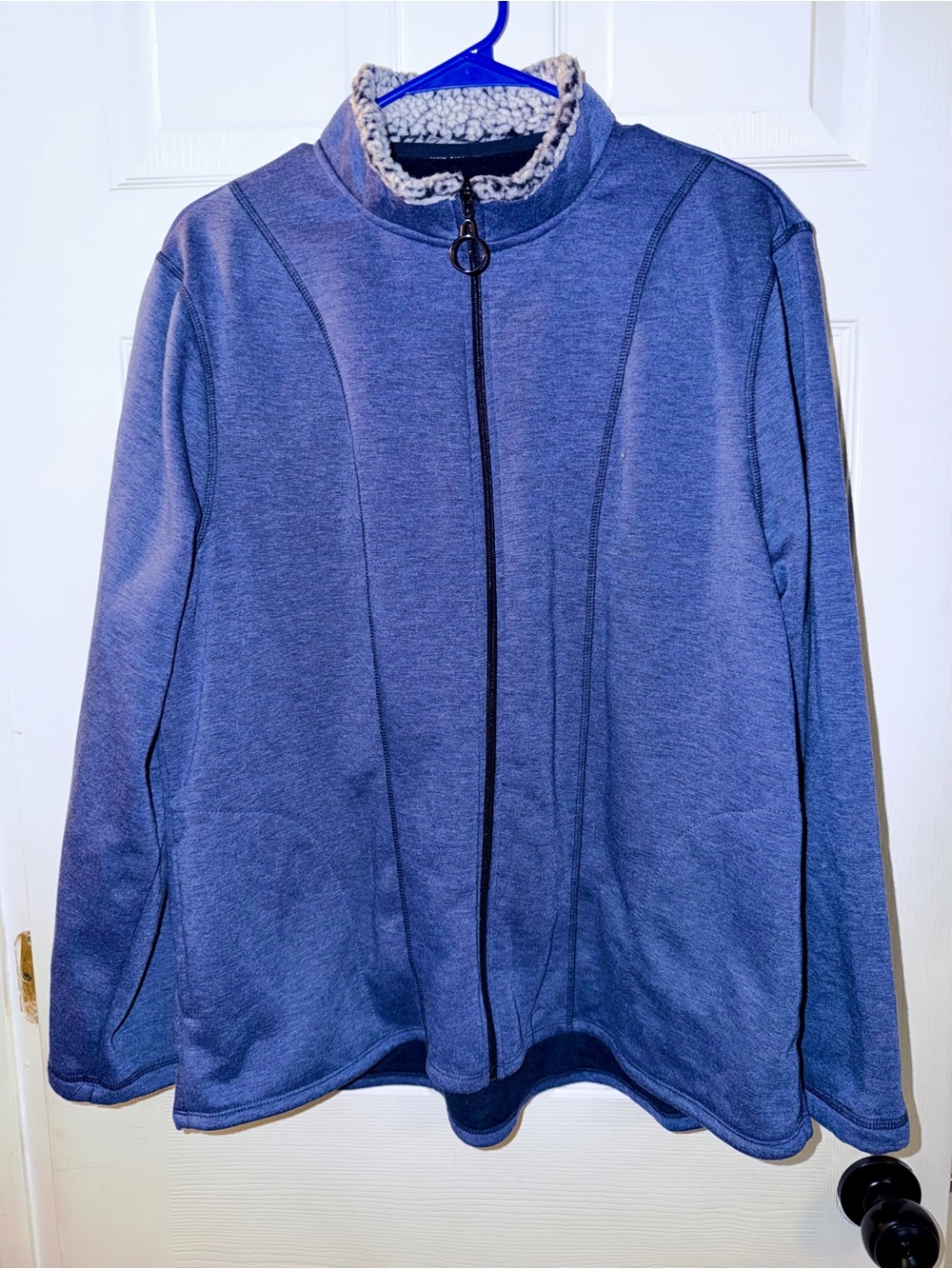 Cuddl Duds Blue Full-Zip Teddy Jacket with Sherpa Collar